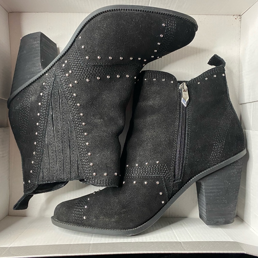Fergie/Black/Suede/Silver Studded/Heeled boots